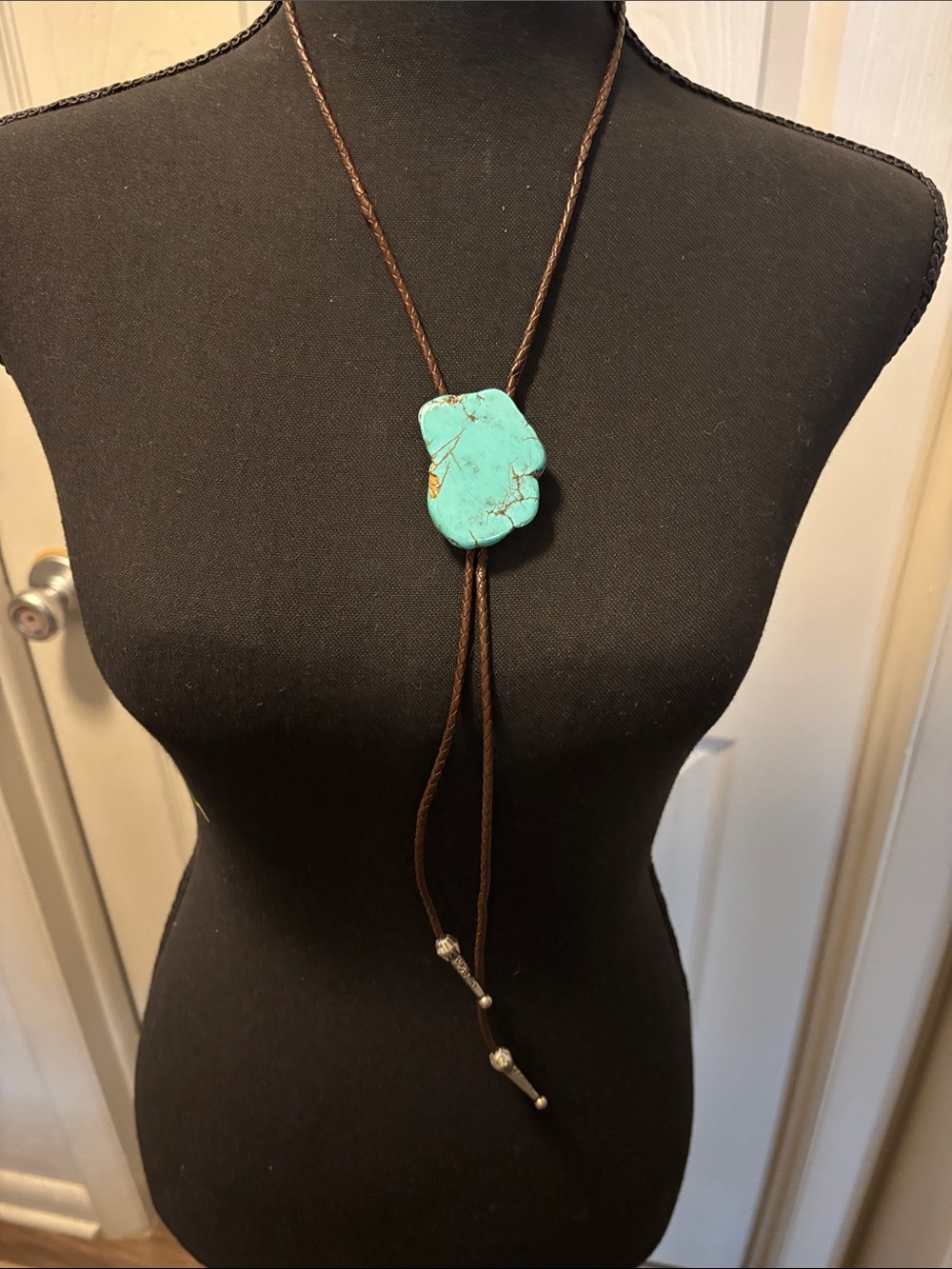 Turquoise Stone Bolo Necklace - Women's Jewelry